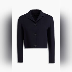 Theory Wool-Cashmere Black Cropped Blazer